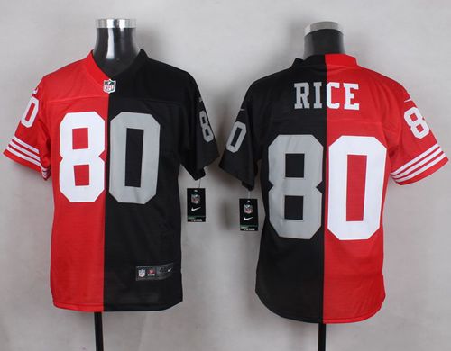 Nike 49ers #80 Jerry Rice Red/Black Two Tone Oakland Raiders Men's Stitched NFL Jersey - Click Image to Close